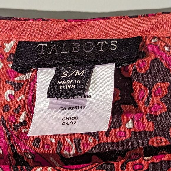 Talbots Silk Poncho Top Womens Sz S/ M Rust Orange Paisley Scarf - Picture 6 of 9